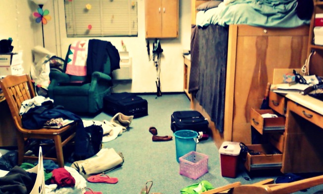My dorm room, half packed